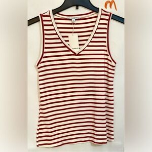 Green Envelope Red and White Striped Tank Top